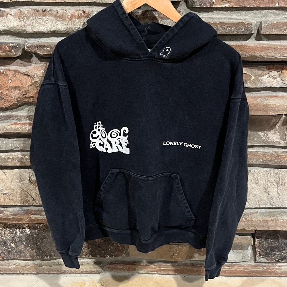 LONELY GHOST Its Good to Care Black Hoodie - Picture 1 of 9